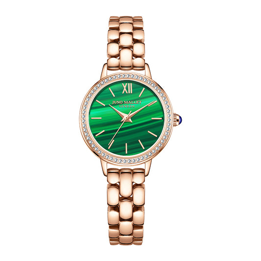 Malachite Bracelet Watch in Rose Gold along with Her 2nd Watch Dial