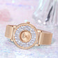 Crystal Lively Locket Watch | Rose Gold Minimalist Watch with Floating Charms | Sparkling Gems