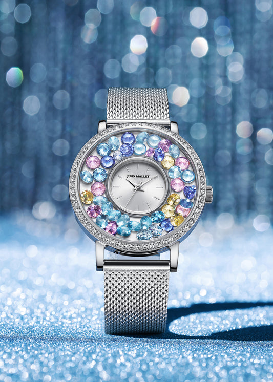 <transcy>水晶活潑小盒手錶|銀色極簡主義手錶與 DIY 魅力 | 萊茵鑽石</transcy>