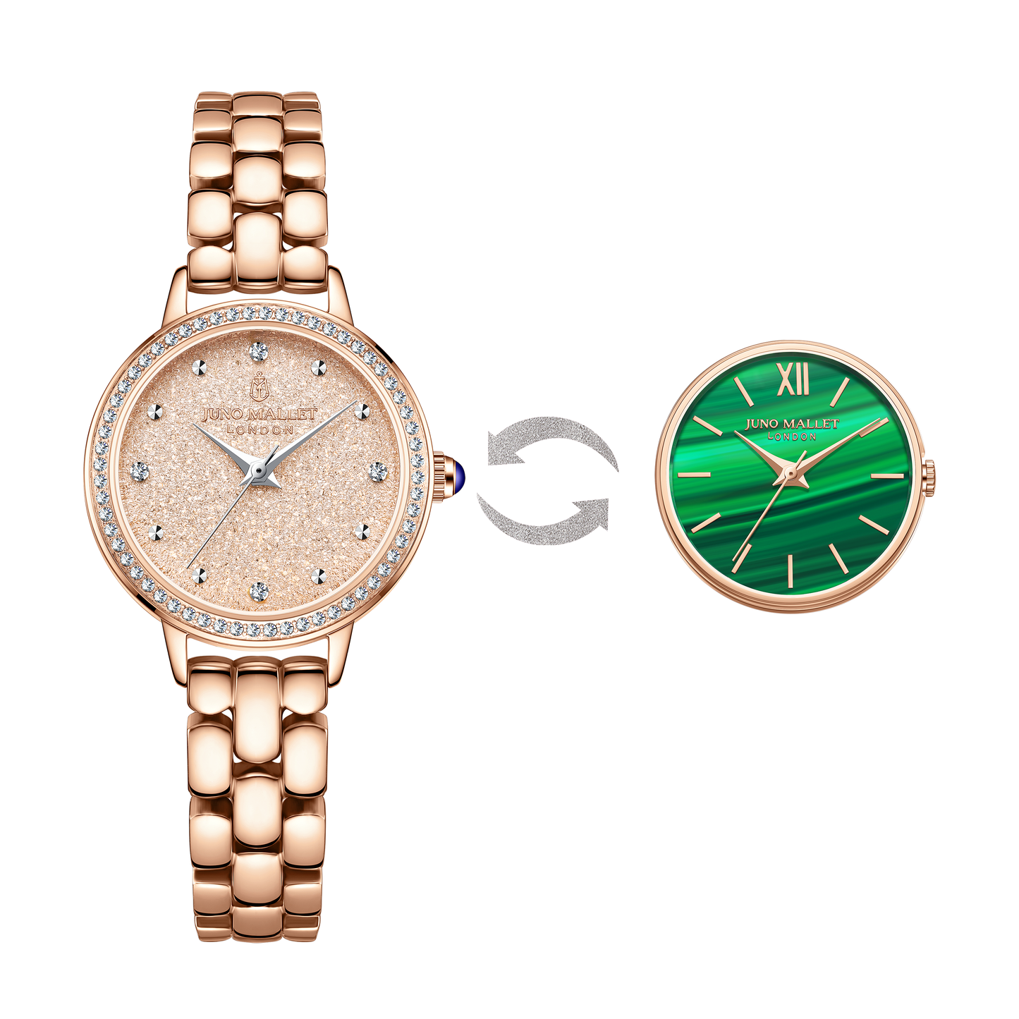 Rhinestone Golden Sparkling Watch with the 2nd Watch Dial